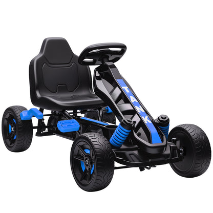 Pedal Go Kart for Kids Aged 3-6 Years, with Freewheel System, Brake, EVA Anti-Slip Wheels, Blue
