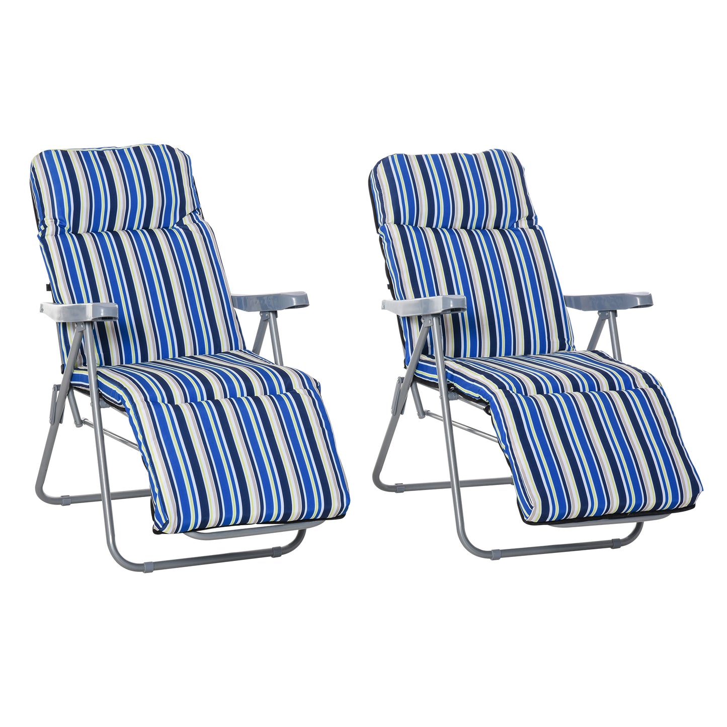 Reclining Garden Chair Set of 2, 5-Level Adjustable Zero Gravity Chairs with Cushions