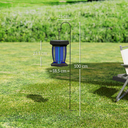 2-in-1 Electric Fly Zapper with UVA Light, Hanging Garden Lantern, Solar and USB-DC Rechargeable Insect Mosquito Bug Zapper