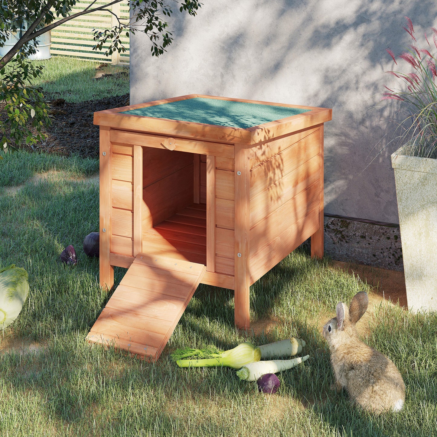 Wooden Rabbit Hutch Outdoor, Guinea Pig Hutch, Rabbit Hideaway, Cat House, Bunny Cage Small Animal House with Openable Roof