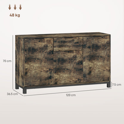 Sideboard, Industrial Storage Cabinet with Doors, Drawer, Cupboard and Adjustable Shelves for Living Room, Dining Room