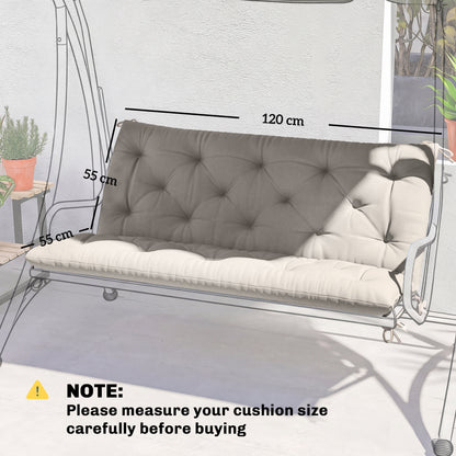 Garden Bench Cushion, 2 Seater Swing Chair Cushion, Seat Pad with Ties for Indoor and Outdoor Use, 110 x 120 cm