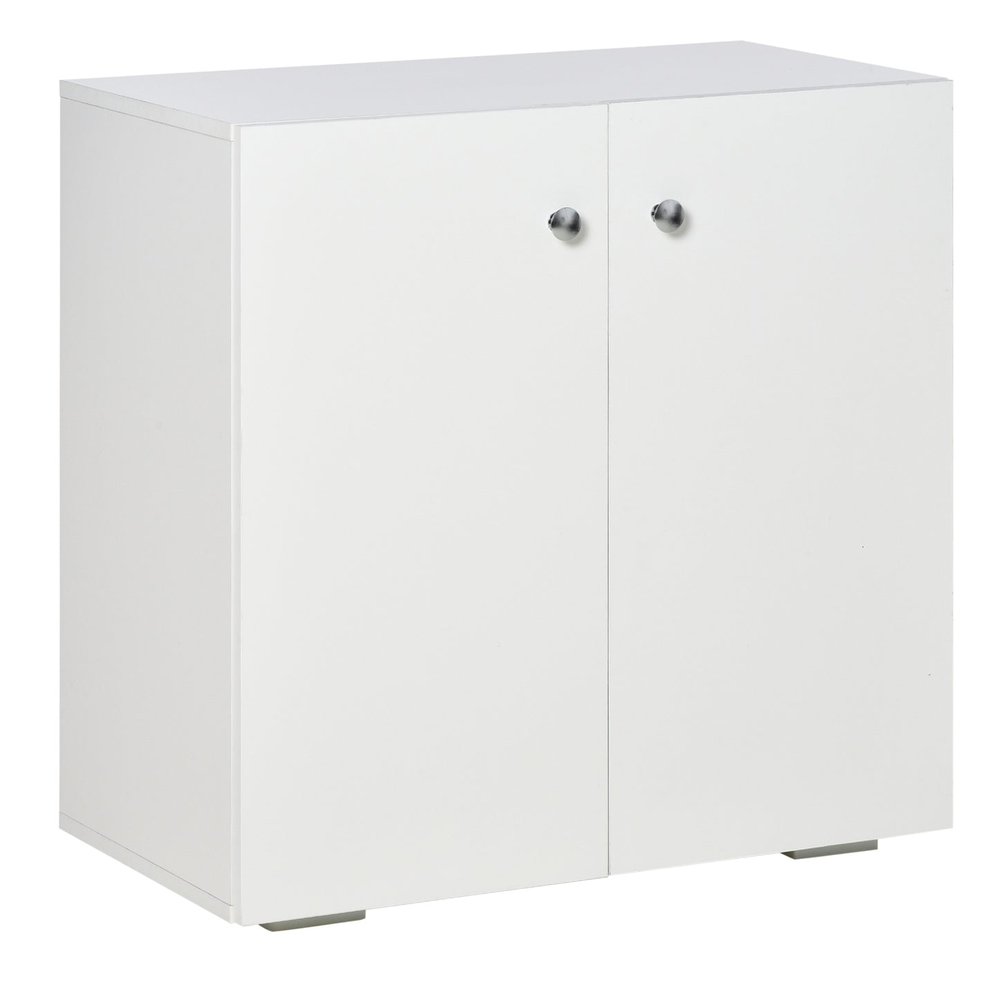 2 Tier Bookcase, Wooden Storage Cabinet with 2 Doors, Freestanding Sideboard for Living Room, Home Office and Study, White