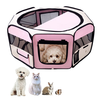 600D Oxford Soft Fabric Kennel, Portable Lightweight Cat Dog Playpen