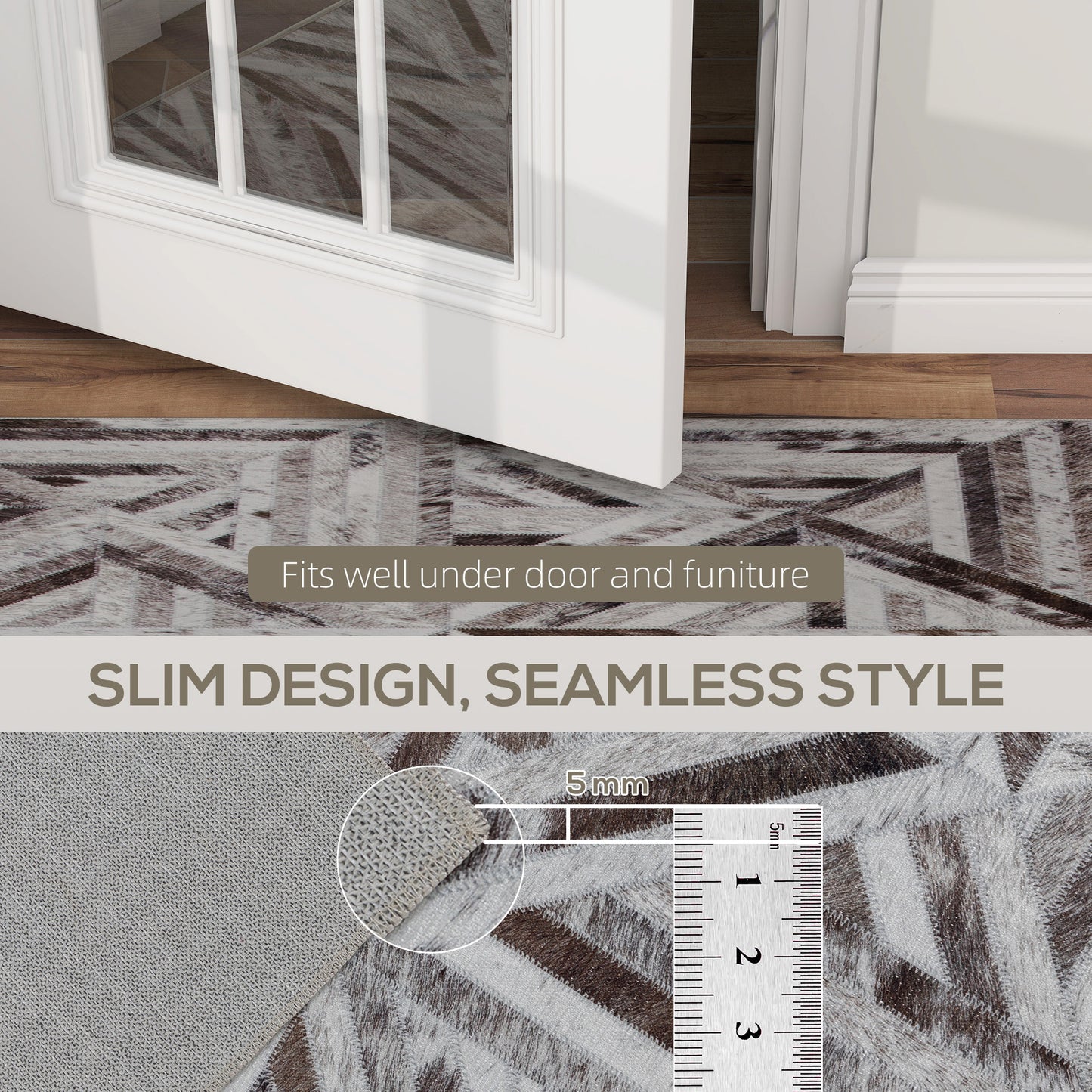 Modern Area Rug, Triangle Pattern Non-Slip Washable Rug, Chenille Floor Carpet for Living Room, Bedroom, Dining Room