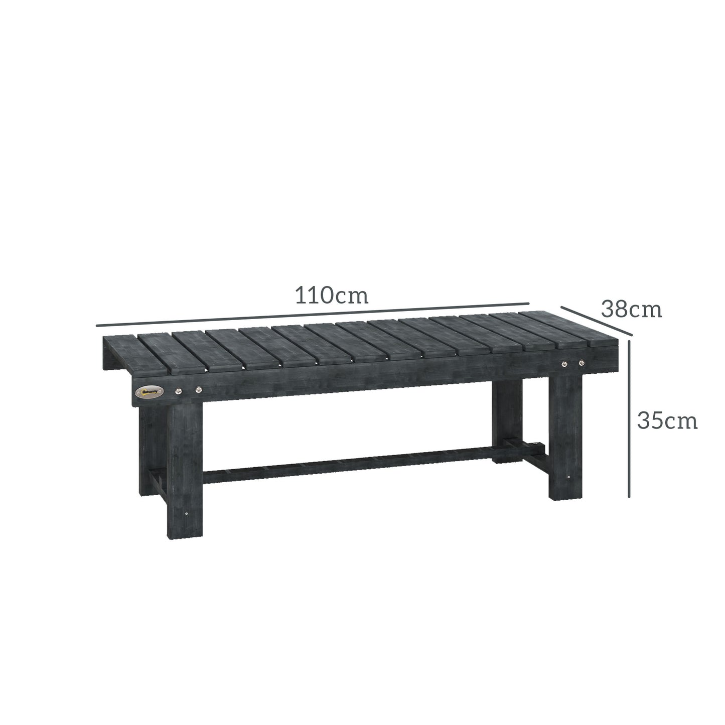 2-Seater Garden Wooden Bench, Grey