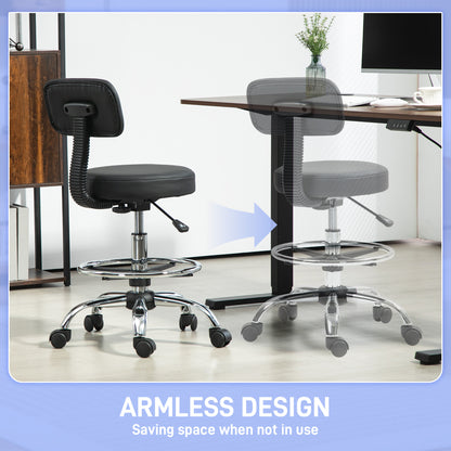 Drafting Chair, Office Chair with Backrest and Adjustable Footrest, Height Adjustable Stool
