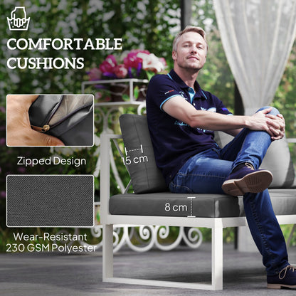 Four-Piece L Shaped Garden Furniture Set with 5-Level Adjustable Lounger - Grey