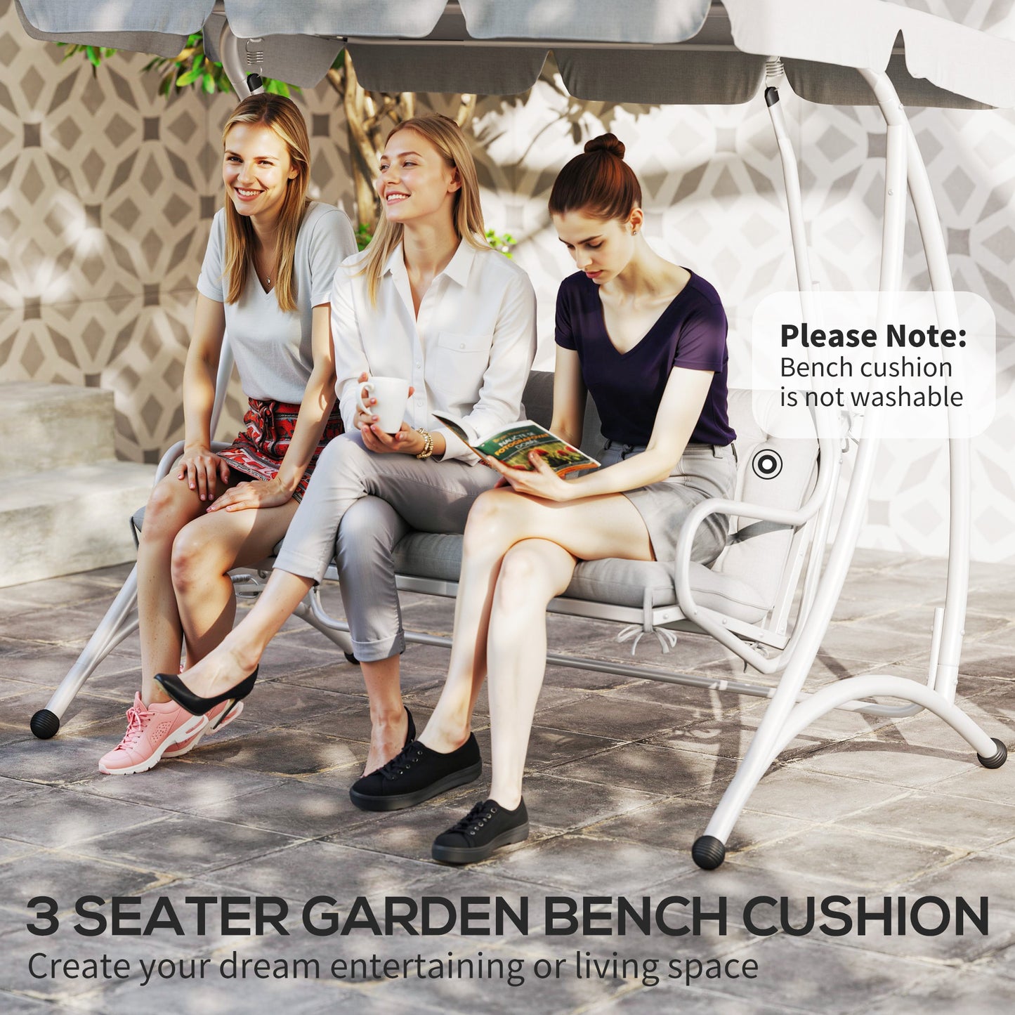Three-Seater Bench Cushion - Light Grey