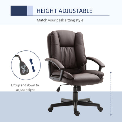 Office Chair, Computer Desk Chair, PU Leather Mid Back Executive Chair with Adjustable Height and Swivel Rolling Wheels for H