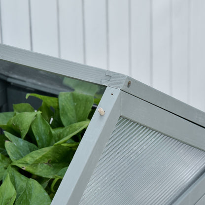 Garden Cold Frame Polycarbonate Greenhouse with Adjustable Shelves, Double Doors, Openable Top Covers