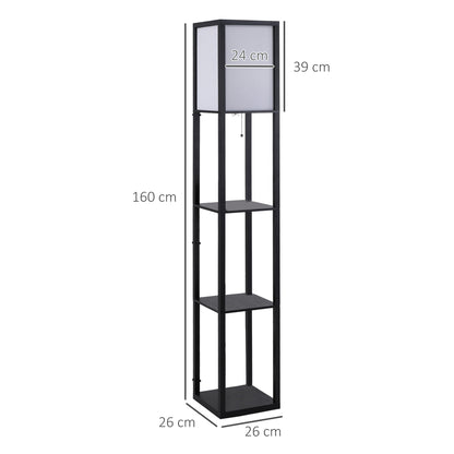 3-Tier Floor Lamp with Shelves and Storage, Modern Standing Lamp with Lampshade