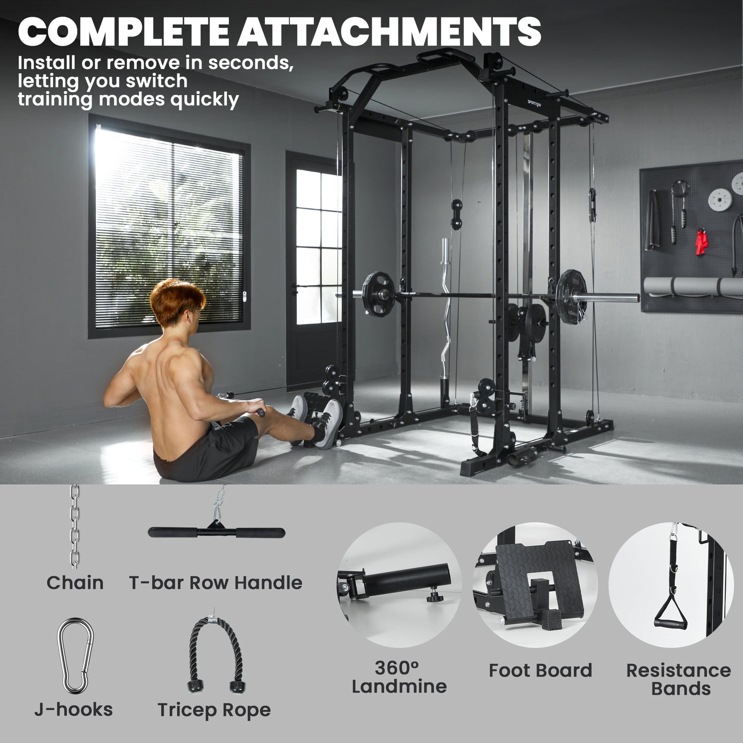 Lat Pull-Down Home Gym Machine with Cable Crossover for Home Strength Training, Black