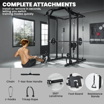 Lat Pull-Down Home Gym Machine with Cable Crossover for Home Strength Training, Black
