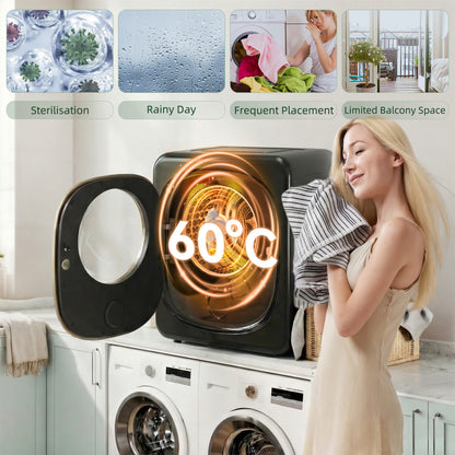 4kg Vented Tumble Dryer with 5 Drying Mode, 800W Compact Freestanding Front Tumble Dryer, Black