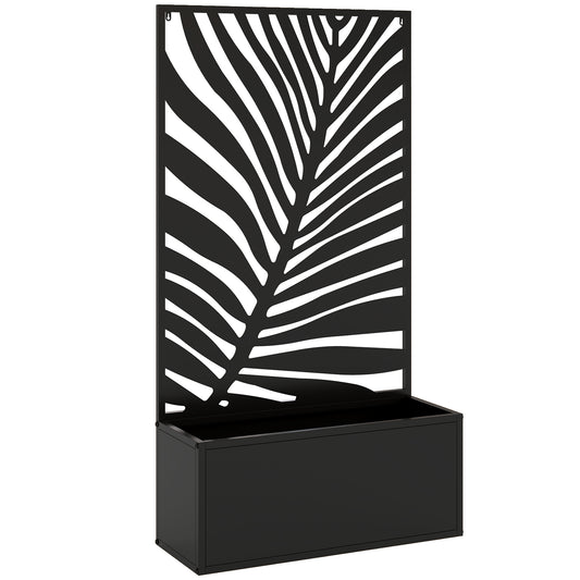Metal Garden Bed for Garden with Trellis, Wall Mounted or Freestanding Raised Planter with Privacy Screen