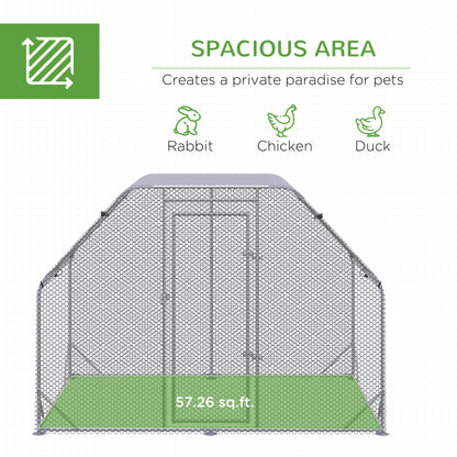 Walk in Chicken Run Chicken Coop Hen House Outdoor with Roof for 4-6 Chickens, 280 x 190 x 195cm