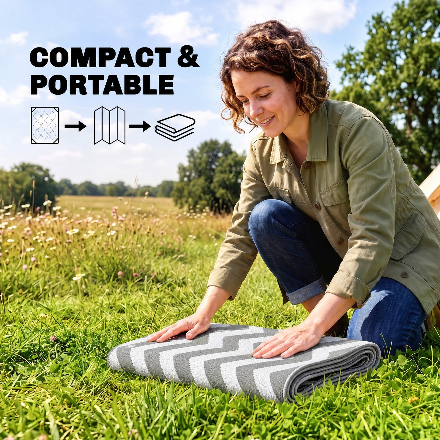 Outdoor Rug Reversible Mat Plastic Straw Rug Portable RV Camping Mat for Garden Deck Picnic Indoor, 121 x 182 cm (4 x 6 ft)