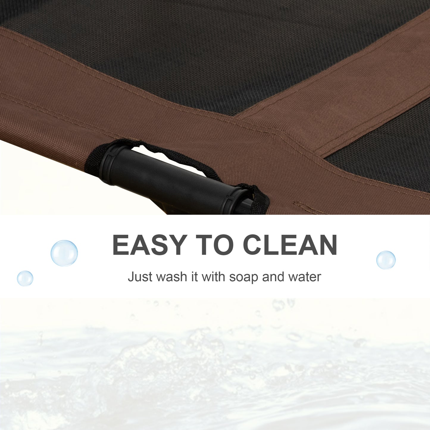 Large Raised Dog Bed Cat Elevated Lifted Cooling Portable Camping Basket Outdoor Indoor Mesh Pet Cot Metal Frame Brown
