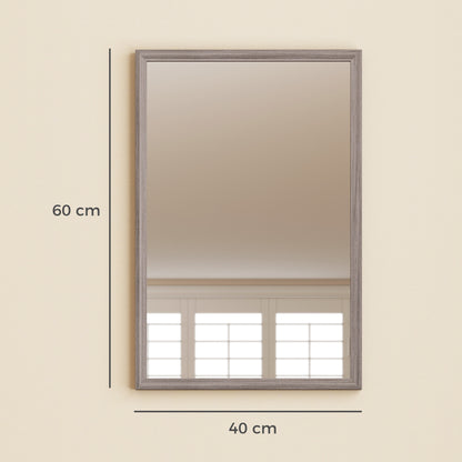 Wall Bathroom Mirror, 40 x 60 cm Wall-Mounted Mirror for Living Room, Bedroom, Hallway, Grey