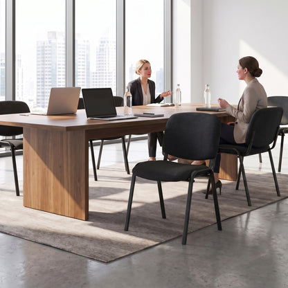 Meeting Chair, Stackable Ergonomic Office Chair with Padded Seat, Curved Backrest for Conference Room, Black