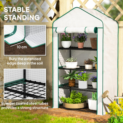 Four-Tier Mini Greenhouse, with Reinforced Plastic Cover