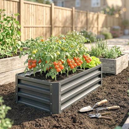 Rectangle Raised Garden Bed Box with Weatherized Steel Frame for Vegetables, Flowers, & Herbs, 120 cm x 60 cm x 30.5 cm