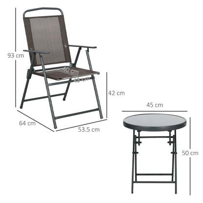 Three-Piece Garden Seat Set, with Glass-Top Table - Brown