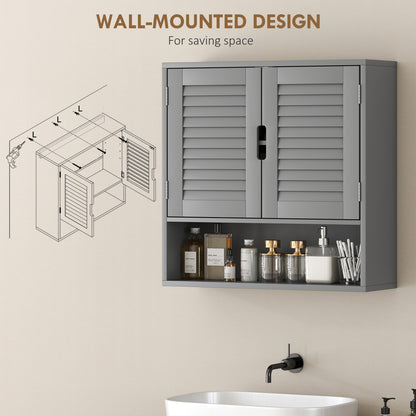 Bathroom Cabinet, Wall Mounted Storage Cabinet with Adjustable Shelves, 60 x 20 x 60 cm, Grey
