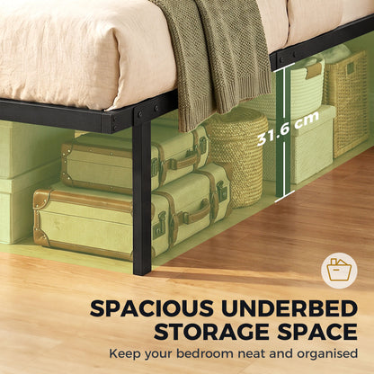 5ft King Bed Frame with Underbed Storage, Metal Platform Bed Frame with Steel Slat Support, No Box Spring Needed