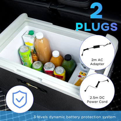 50L Car Refrigerator, Portable Compressor Car Fridge Freezer, Electric Cooler Box with 12/24V DC and 110-240V AC for Camping