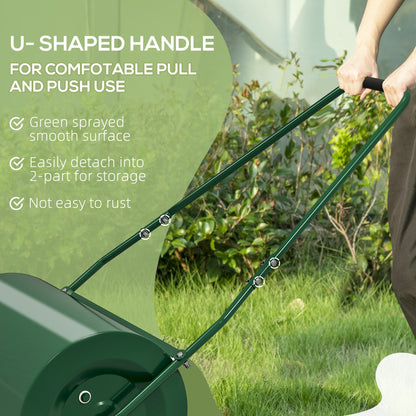 63 L Garden Lawn Roller with Water/Sand Filled Drum, Heavy Duty Steel Lawn Push Rolling Tool for Grass Seeding