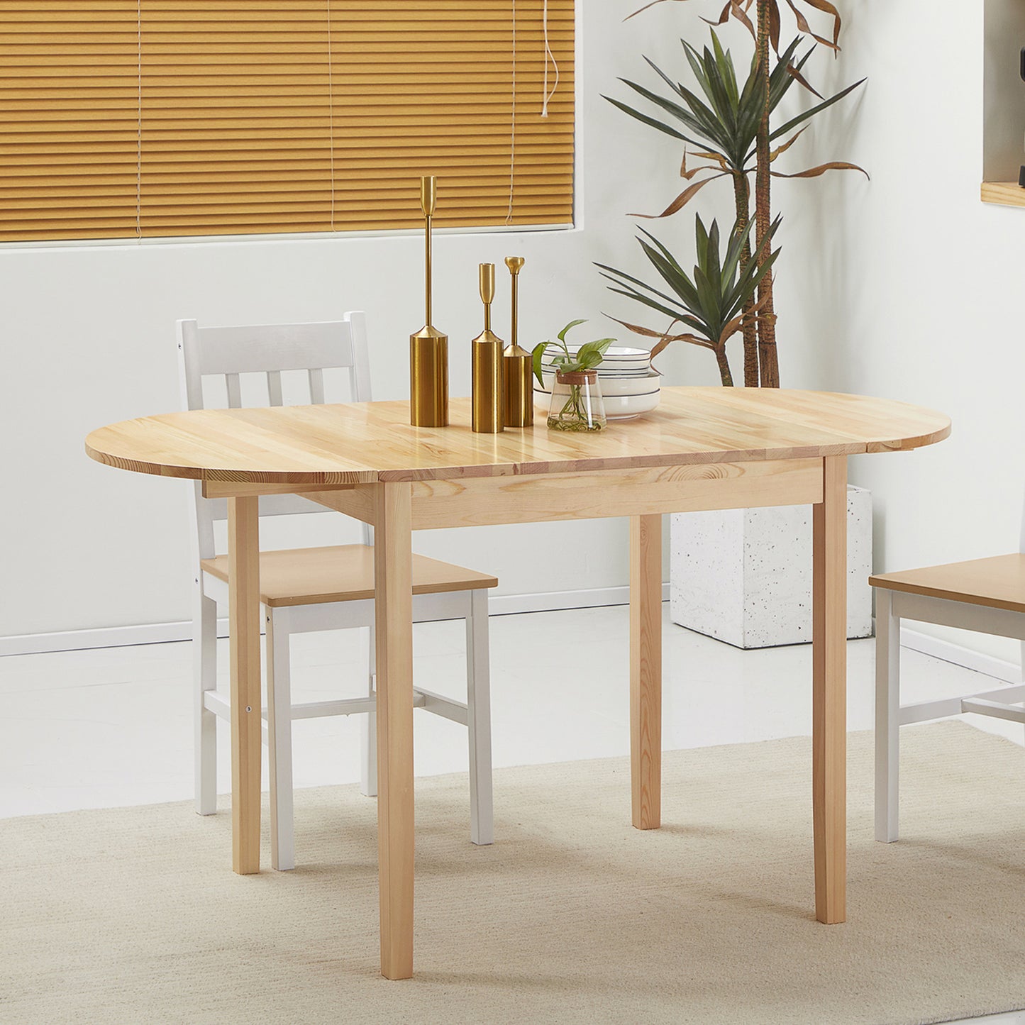 4-6 Person Wooden Drop-Leaf Table - Natural Finish