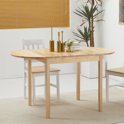 4-6 Person Wooden Drop-Leaf Table - Natural Finish