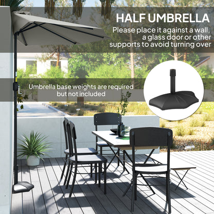 Half Round Parasol Umbrella - Light Grey