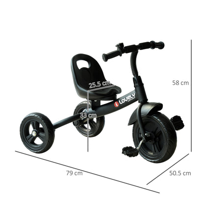 Baby Trike, Toddler Tricycle with Adjustable Seat, Children Ride on Toys 3 Wheels Bike with Bell for Kids 1.5-4 Years, Black