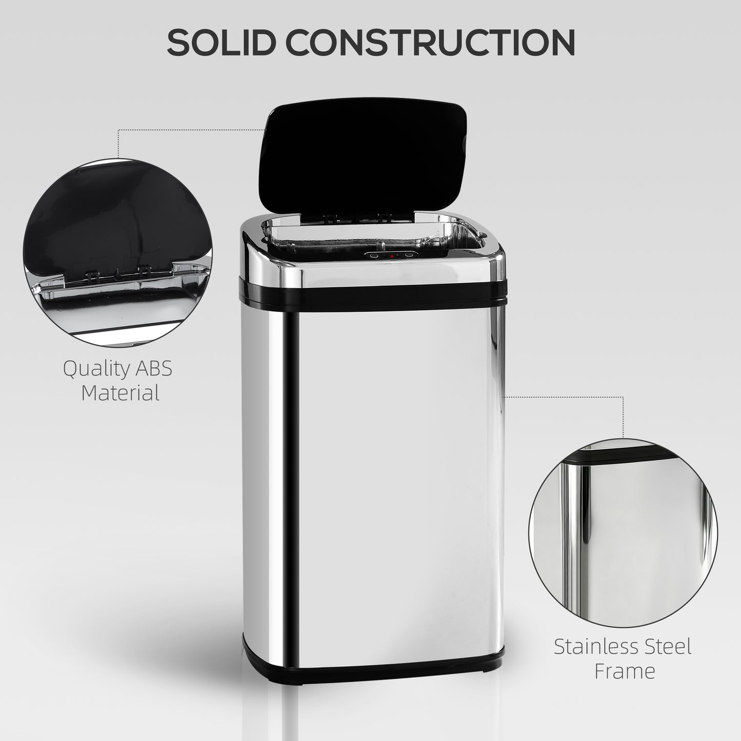 30L Stainless Steel Motion Sensor Lid Bin - Silver Tone