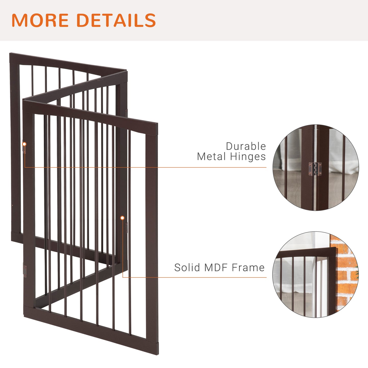 3 Panel Stair Gate Foldable Dog Door Gate Indoor Free Standing Safety Gate Pet Barrier 76cm Height