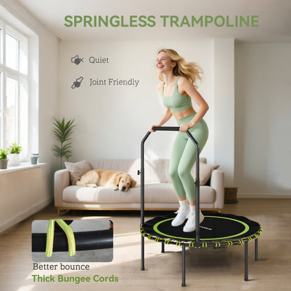 40" Foldable Fitness Trampoline Rebounder with Handle, Green
