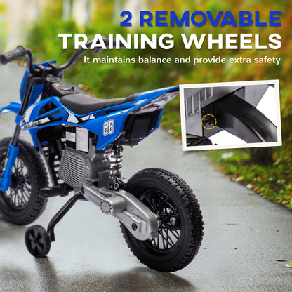 12V Kids Electric Motorbike, Kids Electric Ride on motorcycle w/ Twist Grip Throttle, Training Wheels, Blue