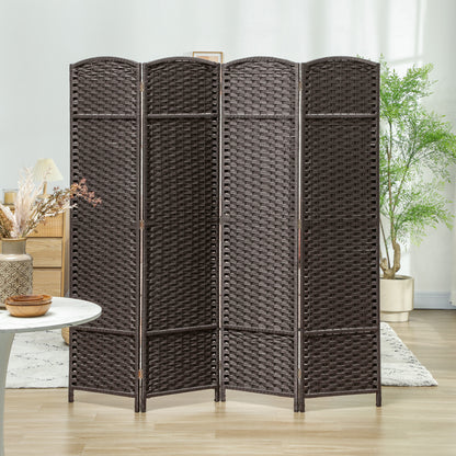 4 Panel Folding Room Divider, Freestanding Privacy Screen for Living Room, Bedroom and Office, 160 x 170cm, Brown