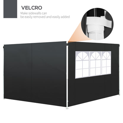 2.95 Meters Gazebo Replaceable Exchangeable Side Panel Wall Panels Walls With Window, Black