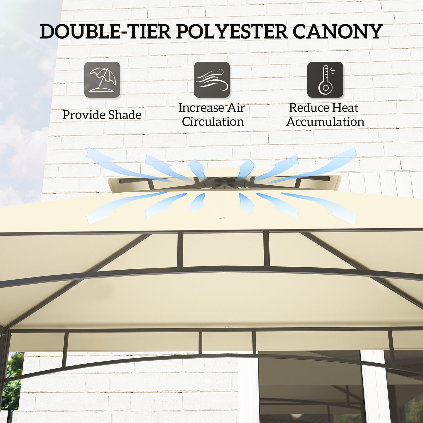 240 x 150cm Grill Gazebo Canopy, Double Tiered Outdoor BBQ Gazebo Shelter with 2 Side Shelves, Storage Baskets