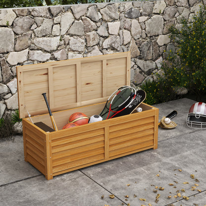 292L Outdoor Storage Box, Wooden Deck Box Garden Storage Container for Balcony, Porch, Poolside, Light Brown