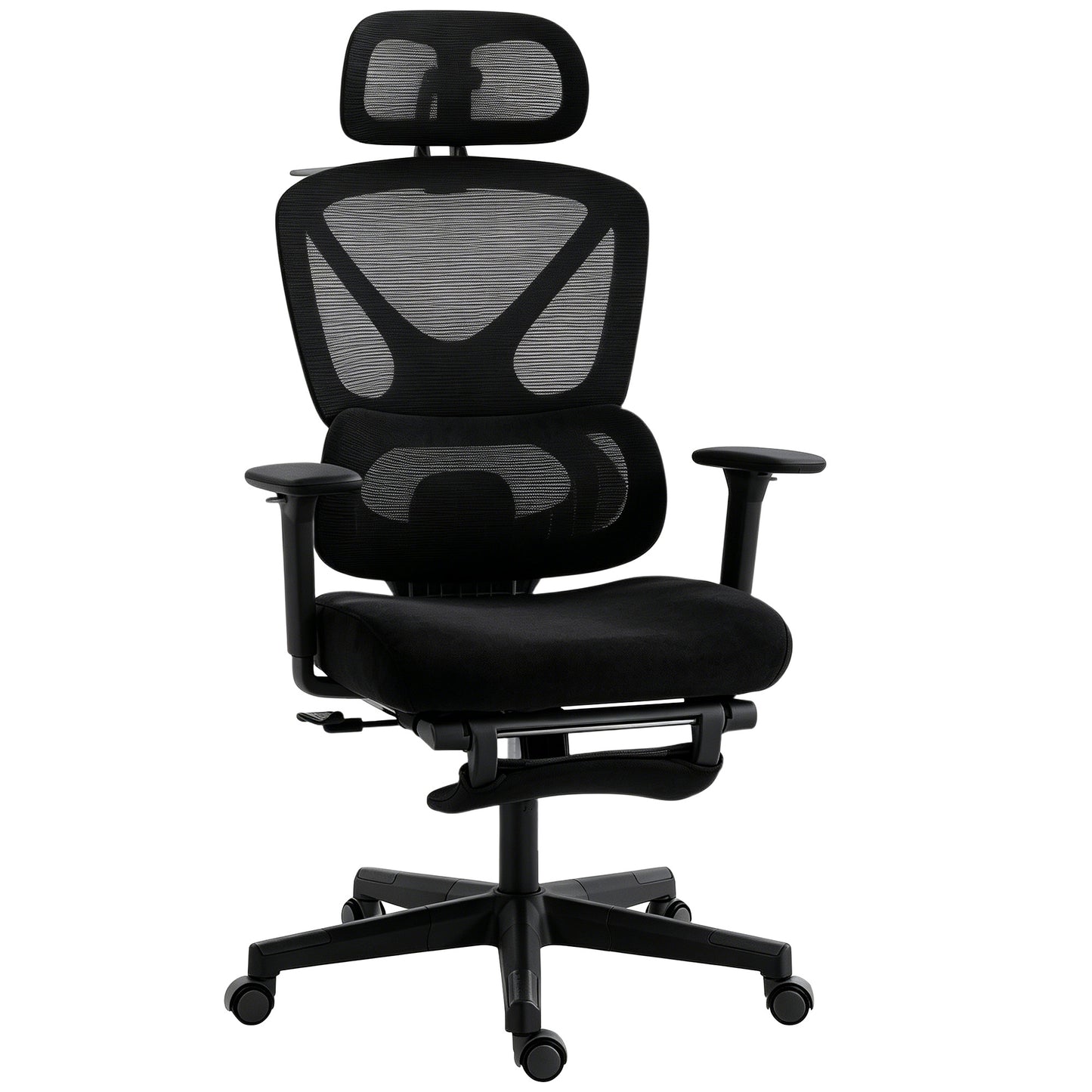 Mesh Desk Chair with 3D Armrests, Ergonomic Office Chair with Rotatable Headrest, Black