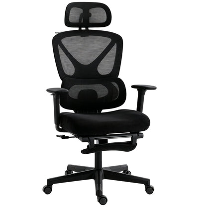 Mesh Desk Chair with 3D Armrests, Ergonomic Office Chair with Rotatable Headrest, Black