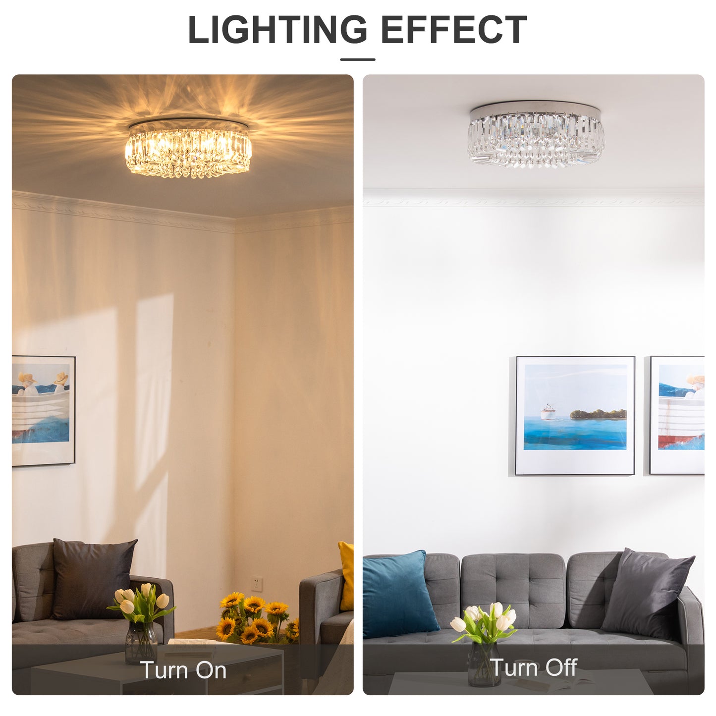 Crystal Chandeliers with Crystal Pendants, 8-Light Ceiling Light for Living Room, Bedroom Dining Room, Silver Tone
