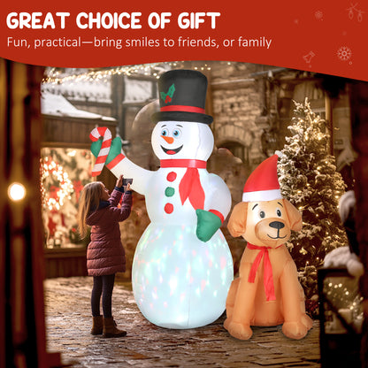6FT Christmas Inflatables Snowman & Dog with Built-in LED Lights and Flashing Light