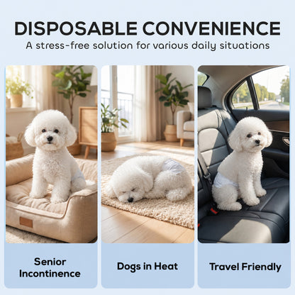 Dog Diapers Super Absorbent Leak-Proof Dog Nappies for Male Dogs Size M 45-64 cm Waist