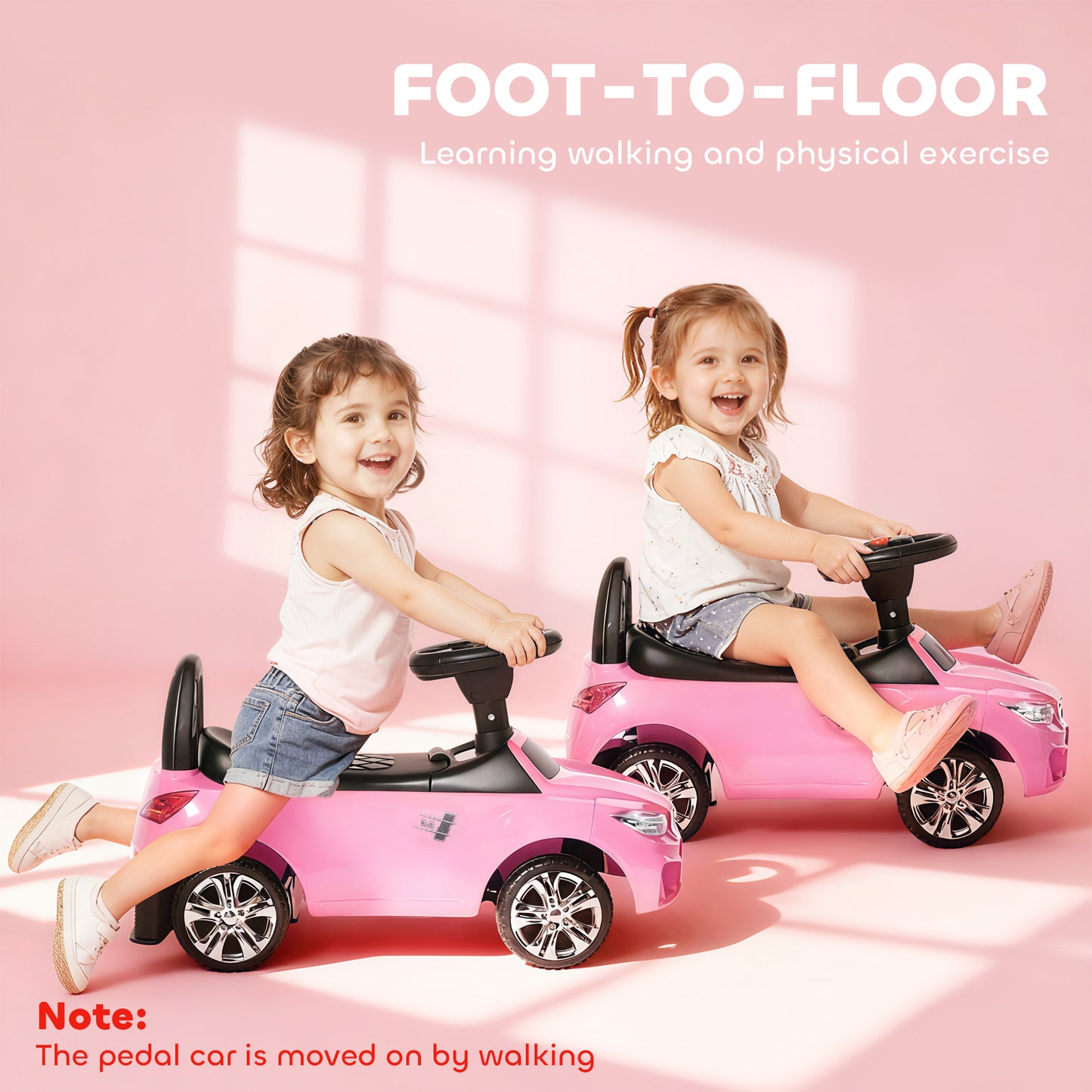 Ride on Car Baby Toddler Walker Foot to Floor Sliding Car Slider, Pink